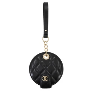 CHANEL Matelasse Name Tag Charm Leather Black Coco Logos Accessory 90268654 - Picture 1 of 7