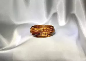 Premium Hawaiian Curly Koa Wood Stacked Ridged Bracelet 7" 23mm MADE IN HAWAII - Picture 1 of 5