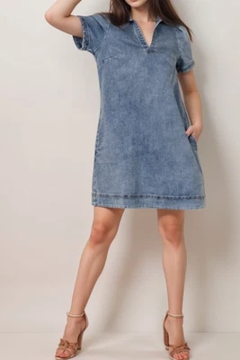 Baltic Born Sailor Mini Dress Women Sz 1X Denim Cotton Blend - Image 1 of 4