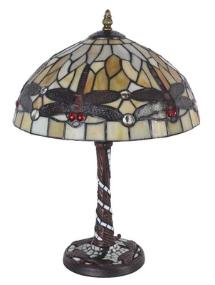 Table Lamp Tiffany Style Light Art Nouveau Antique Classic Dragonflies - Image 1 of 4