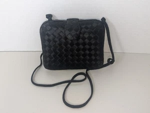 Vintage La Regale Black Satin Weave Evening Bag Handmade EUC - Picture 1 of 7