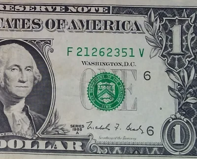 **WEB PRESS NOTE** ((EXPERIMENTAL)) $1 1988 A Plate #9/8 Federal Reserve Note - Image 1 of 3