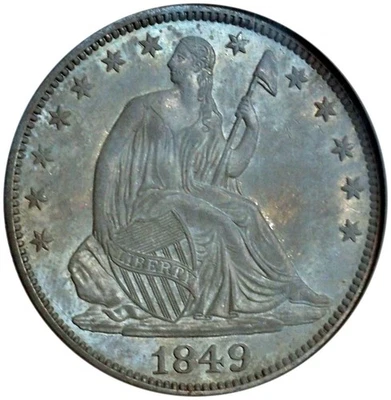 1849 Seated Liberty Half Dollar MS65 NGC - Scarce Gem Rarity! - Image 1 of 4