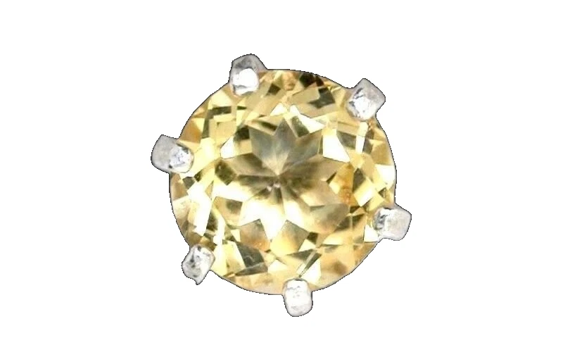 PENDIENTE DE PLATA ESTERLINA GEMA BERILO DORADO NATURAL DE 7 MM PSE97/62725 DE UN SOLO TACHUELA Foto 1 de 2