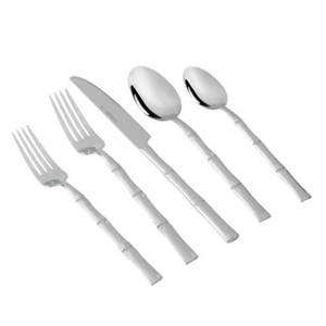 Bamboo Design Stainless Steel Flatware Set 20 Pieces Kitchen Dining Essentials - Picture 1 of 6