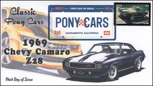 22-187, 2022 , Pony Cars, Digital Color Postmark, First Day Cover, 1969 Chevy - Picture 1 of 1