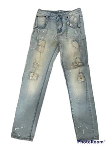 Boys art class super skinny jeans distressed paint splattered size 14 - Picture 1 of 5
