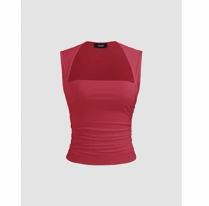NWT Cider Womens Red Square Neck Ruched Cropped Tank Top Size Large (8) - Picture 1 of 5