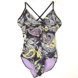 Athleta Womens 1-Piece Paisley Swimsuit Adjustable Straps Sz 6T 44C 42D 40DD EUC - Picture 1 of 7