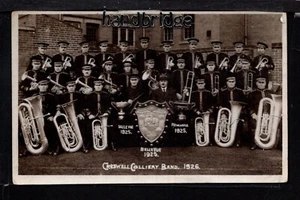 Creswell Colliery Band 1926 - cerca de Chesterfield - postal fotográfica real - Imagen 1 de 1