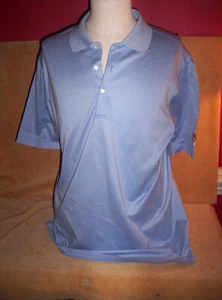 Peter Millar Polo Shirt L Light Blue and White Herringbone Pattern Double Mercer - Picture 1 of 4