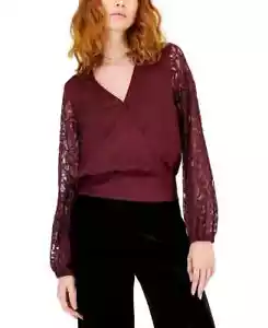 I.N.C. International Concepts Lace-Sleeve Blouse MSRP $69 Size M # 5A 2113 New - Picture 1 of 4