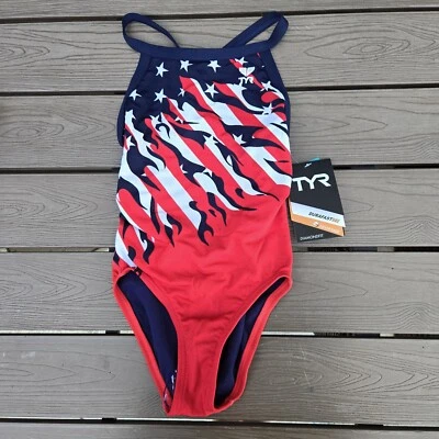 TYRDuraFast Elite Allegiance Red/white/blue DiamondFit Girl Sz 22 One Piece New - Image 1 of 3