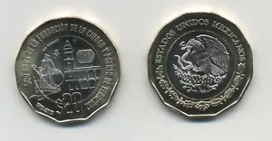 Mexico 20 Pesos 2019 , Veracruz Harbor Bi-Metallic KM New UNC Coin Unc - Picture 1 of 3