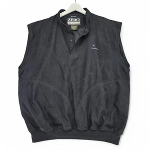 Zero Restriction Golf Vest Mens L Black Microsuede Snap English Turn Logo - Picture 1 of 9