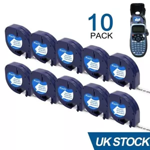 10er-Pack kompatibel Dymo LetraTag Mine weiß Kunststoff 91201 Etikettenband 12 mm LT-100H - Bild 1 von 11