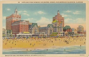 Postcard Brighton and Traymore Hotels Atlantic City NJ Linen Unposted  - Picture 1 of 2