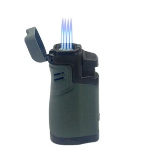3''Windproof Quad Jet Flame Torch Lighter Refillable Butane Cigar cut punch gift - Picture 1 of 9