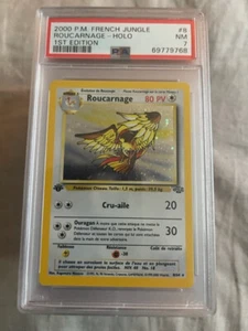 POKEMON HOLO FRENCH JUNGLE 1ST EDITION - ROUCARNAGE 8/64 RARE PSA 7 - Picture 1 of 2