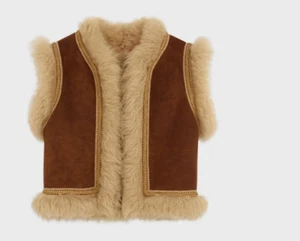 CELINE PARIS LADIES AFGAN WAISTCOAT SHEEP SKIN GILET 40 - UK12 RRP £2950 #N11 - Picture 1 of 19