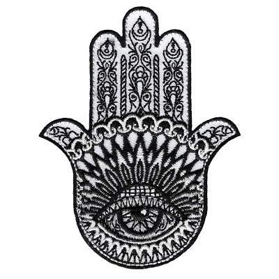 PARCHE BORDADO HAMSA MANO planchado de Fátima Evil de Ojo Khamsah símbolo espiritual Foto 1 de 2