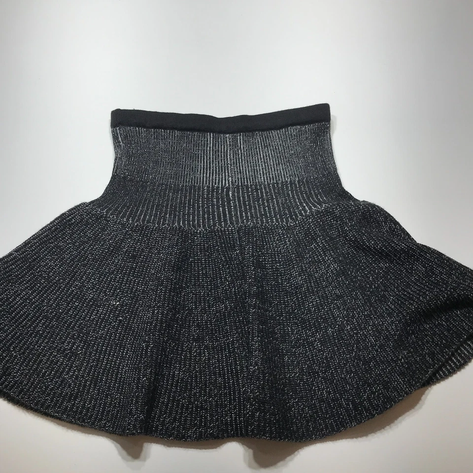 Falda Cynthia Rowley para mujer talla mediana negra blanca mezcla de lana tejida cintura alta Foto 1 de 4