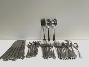 Vtg New Svc for 10+ Oneida Northland MUSETTE Burnished Stainless Flatware Nice! - Picture 1 of 10