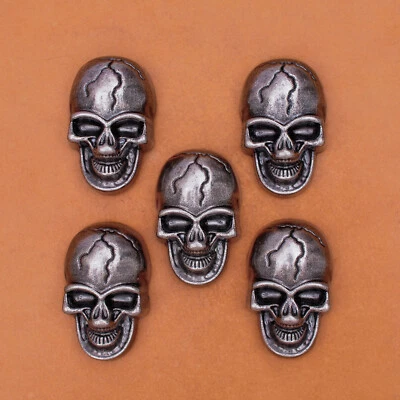 38X24MM 10pcs ANTIQUE SILVER Punk Rock Biker SKULL CONCHOS for Leathercraft BELT - Image 1 of 4
