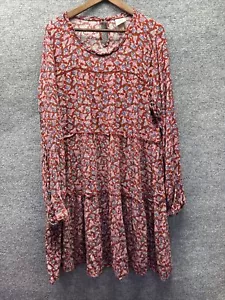 Abito Knox Rose Donna XXL Plus Rosso Floreale Boho Cottage Country Prairie A Più Livello - Foto 1 di 8