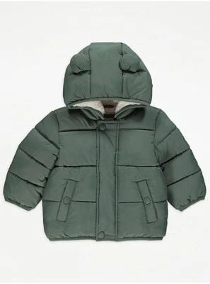 EX STORE GEORGE BABY FLEECE LINED PADDED HOODED JACKET WITH MITTS 0m-18m