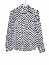 Express The Portofino women's Shirt Gray White Long Sleeve Roll Tab XS Collared