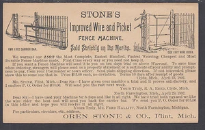 US Sc UX10 mint 1893 Illustrated Advertising Postal Card, Stone's Fence Machine - Picture 1 of 2