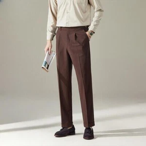 Mens Summer Elegant Business Dress Straight Suit Pants Casual Long Thin Trousers - Picture 1 of 15