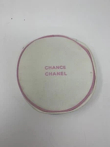 CHANEL CHANCE COSMETIC BAG MAKE UP TRAVEL CASE  CLUTCH PINK WHITE SOFT ROUND - Picture 1 of 10