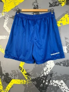 Umbro Vintage Football Soccer Shorts 90s Blue Monogram Mens Size L ig93 - Picture 1 of 6