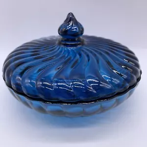 Piatto caramelle vintage Fenton blu indaco vorticoso 6 1/2 coperti - Foto 1 di 8