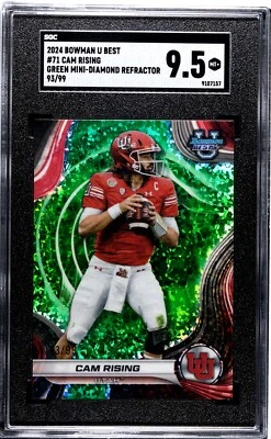 2024 Bowman U Best #71 Cam Rising Green Mini Diamond Refractor #/99 Utah SGC 9.5 - Image 1 of 2