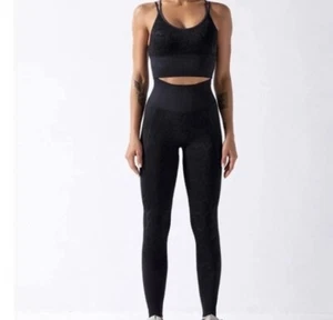 Women Workout Set Active 2 Pieces Snake Print Seamless Leggings with Paded Sport - Picture 1 of 6