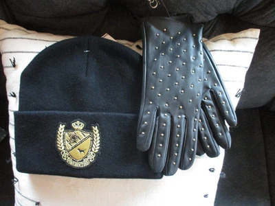 VICTORIA SECRET*粉色*黑色熊猫冬季厚帽子免费手套尺寸 M — 第 1/4 张图片