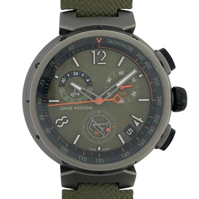 LOUIS VUITTON Pandereta Exterior Cronógrafo GMT Urban Jungle QA154Z Verde #771 Foto 1 de 4