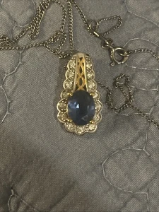 Synthetischer Tansanit Anhänger 9x7mm oval in Sterlingsilber mit s. Silberkette 1 - Bild 1 von 4