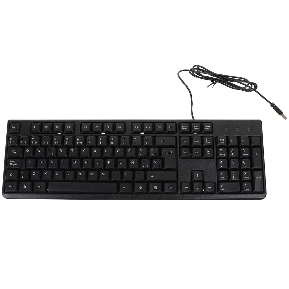 Wired Gaming Keyboard Spanish Letter USB Electronic Keyboard Office Supply - Image 1 of 4
