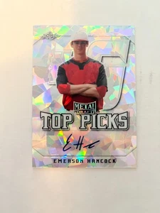 pre rookie card Emerson Hancock auto signed Leaf Metal TOP PICKS SP cracked ICE - Picture 1 of 1