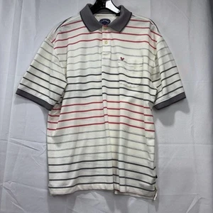Callaway Polo Shirt Men's Size L Large Red Gray Striped Golf Short Sleeve - Picture 1 of 16