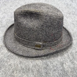 Dobbs New York Fedora Hut 7 1/4 anthrazit Fischgrät Wollmischung Vintage Stil - Bild 1 von 12