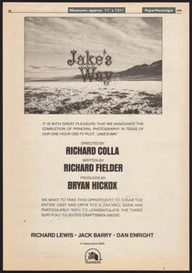JAKE'S WAY - Orig. 1980 Trade AD Promo / Poster _ Robert Fuller _ Slim Pickens - Bild 1 von 1