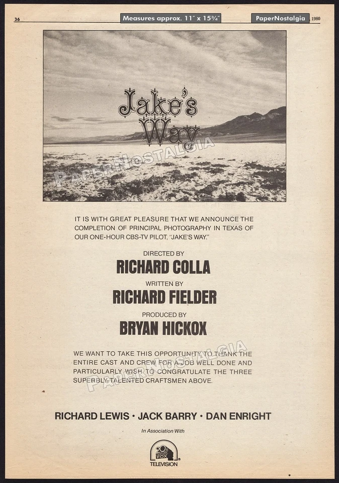 JAKE'S WAY - Orig. 1980 Trade AD PROMO/póster _ Robert Fuller _ Slim Pickens Foto 1 de 1