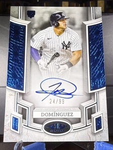 Jasson Dominguez Topps Tier One 2024 lámina azul novato automático #BOA-JD 24/99 - Imagen 1 de 2