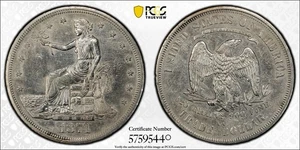PCGS 1874-CC Trade T$1 AU Detail (98/damage) Devices engraved - Picture 1 of 8