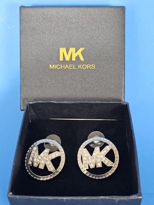 Michael Kors Large Logo Silver Tone Metal Stud Earrings w/Box - Image 1 of 4
